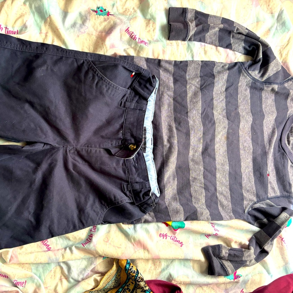 Boys Tommy Hilfiger, short and blouse outfit short size 10 blouse small